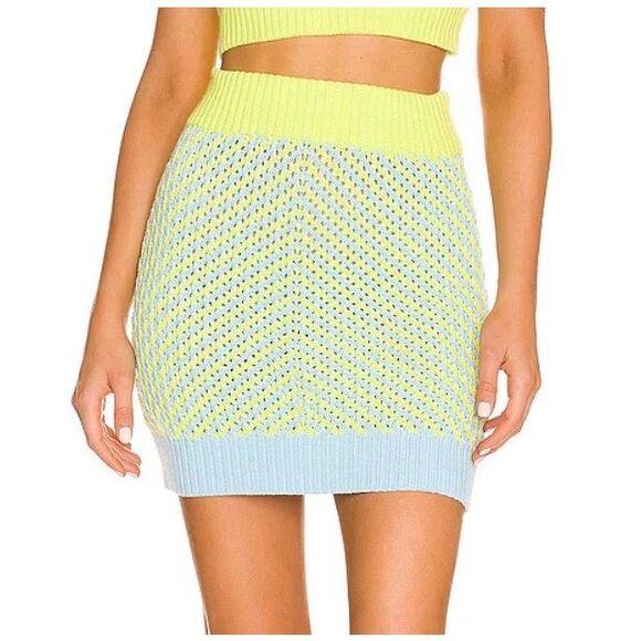 For Love & Lemons Dresses & Skirts - NWT For Love & Lemons Jacinda Green & Blue Knit Skirt Size XL